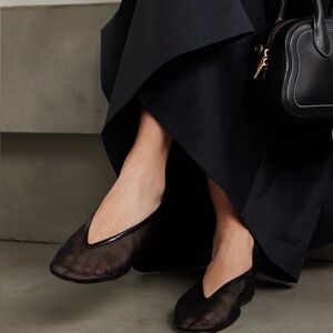 Le Monde Beryl Luna leather trimmed mesh ballet flats